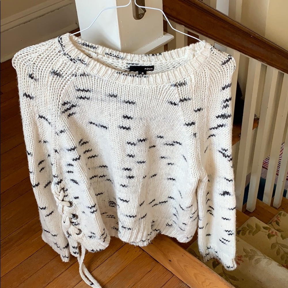 Aqua Side Tie Sweater